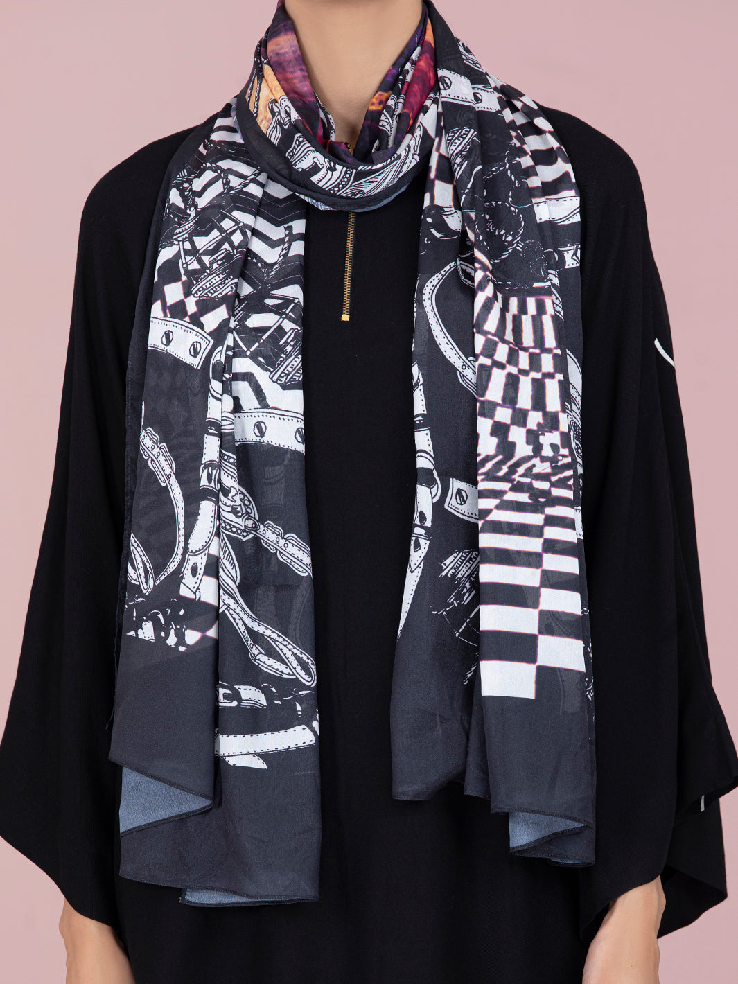 Black Silk Women Stole - ALP-ST-230