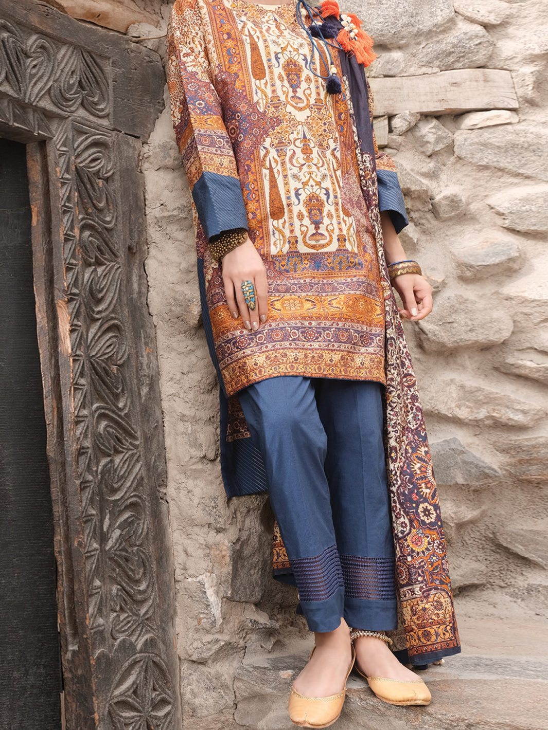 Orange Cambric 2 Piece Unstitched - AWP-233