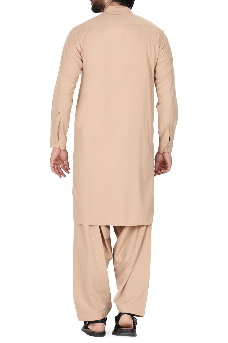 Light Brown Blended Kameez Shalwar - AL-KS-2357