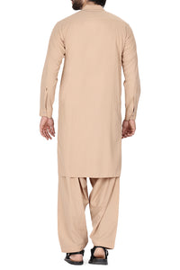 Light Brown Blended Kameez Shalwar - AL-KS-2357