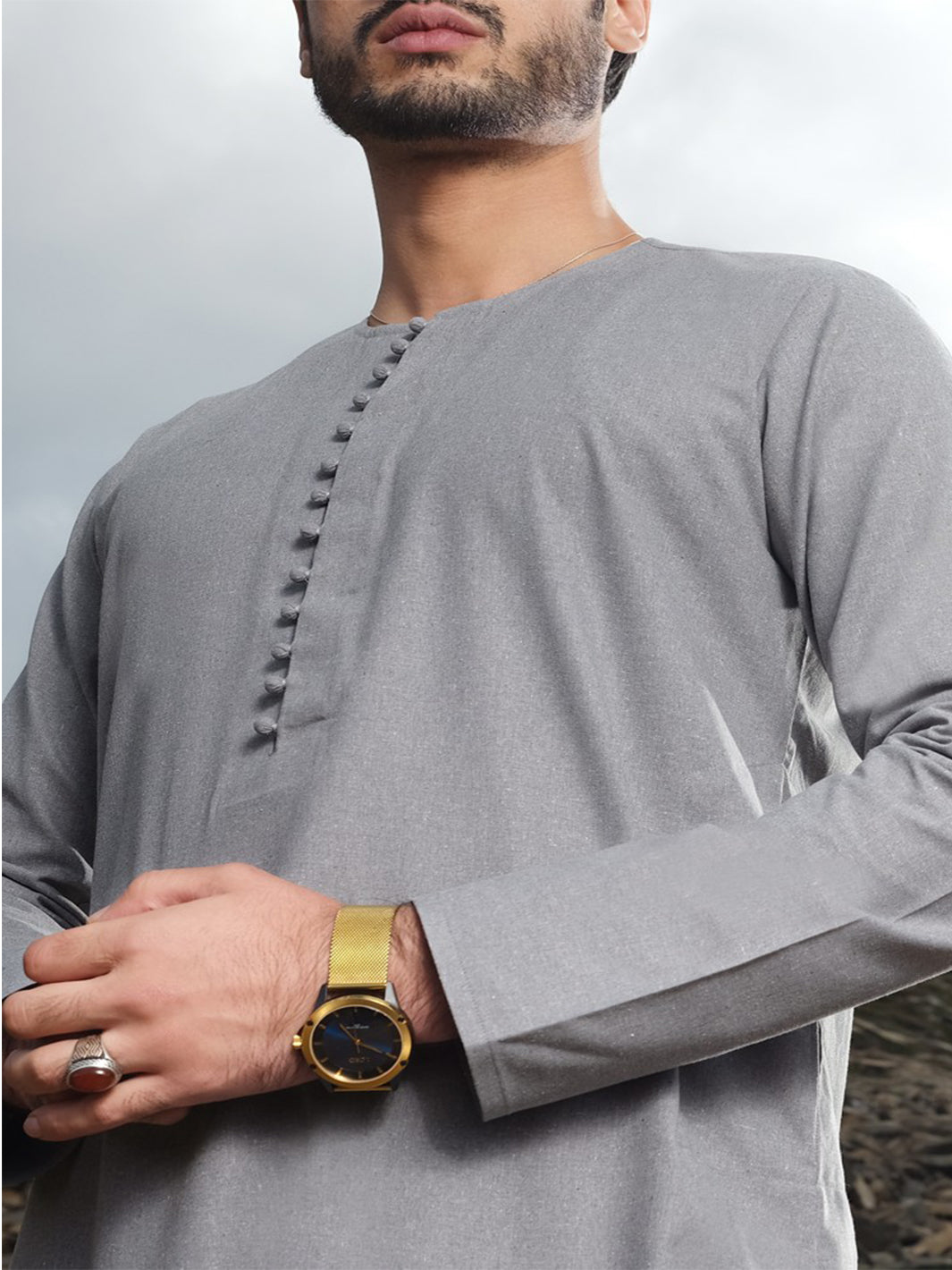 Grey Blended Kameez Shalwar - AL-KS-2449