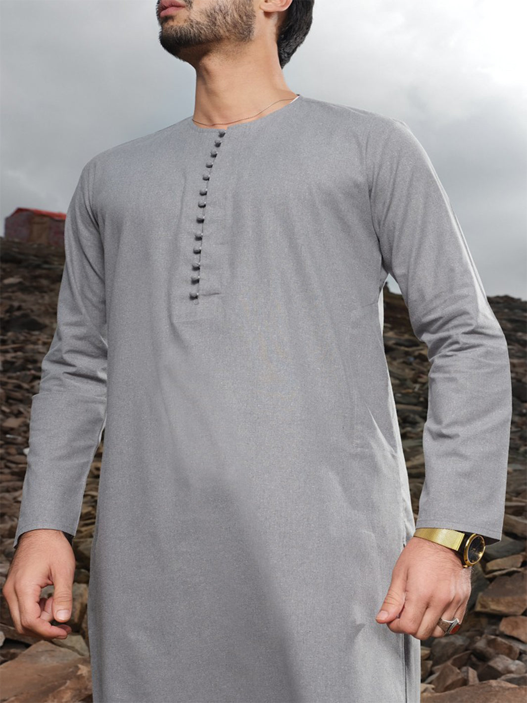 Grey Blended Kameez Shalwar - AL-KS-2449
