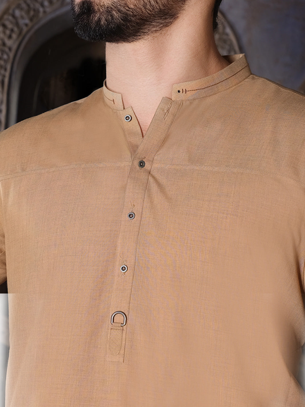 Fawn Blended Kurta Pajama - AL-KS-2492