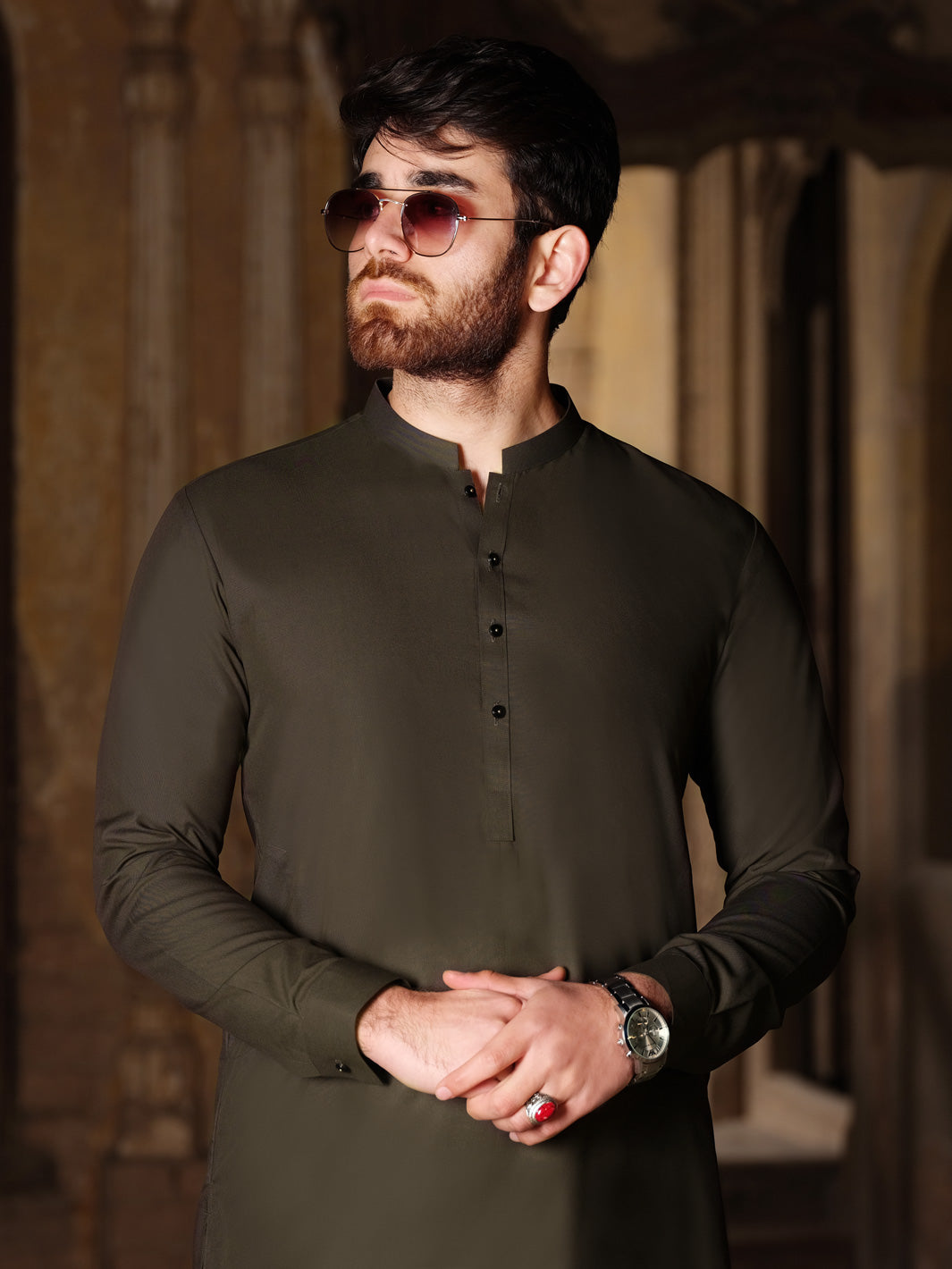 Green Cotton Kameez Shalwar - AL-KS-2493