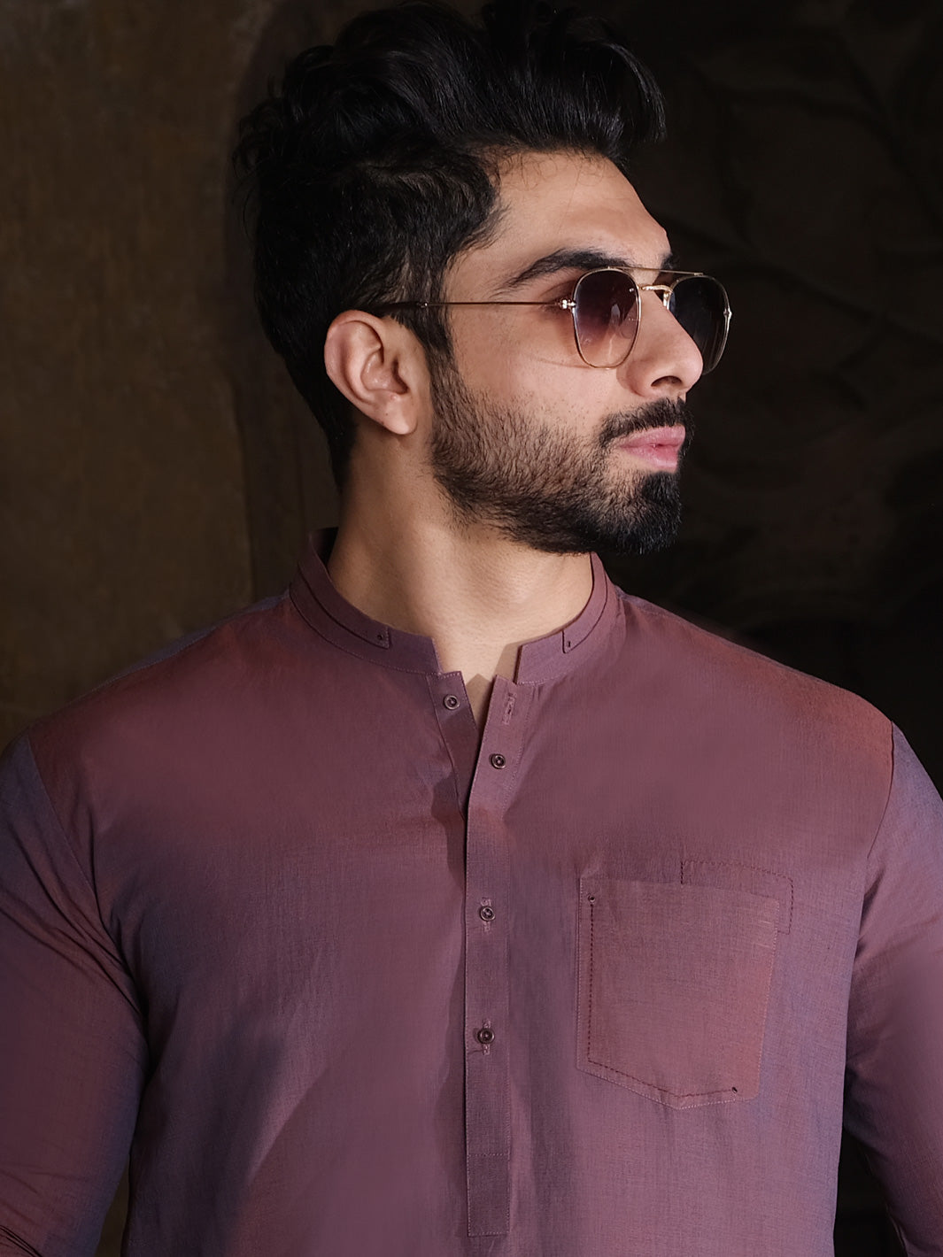 Maroon Blended Kameez Shalwar - AL-KS-2498