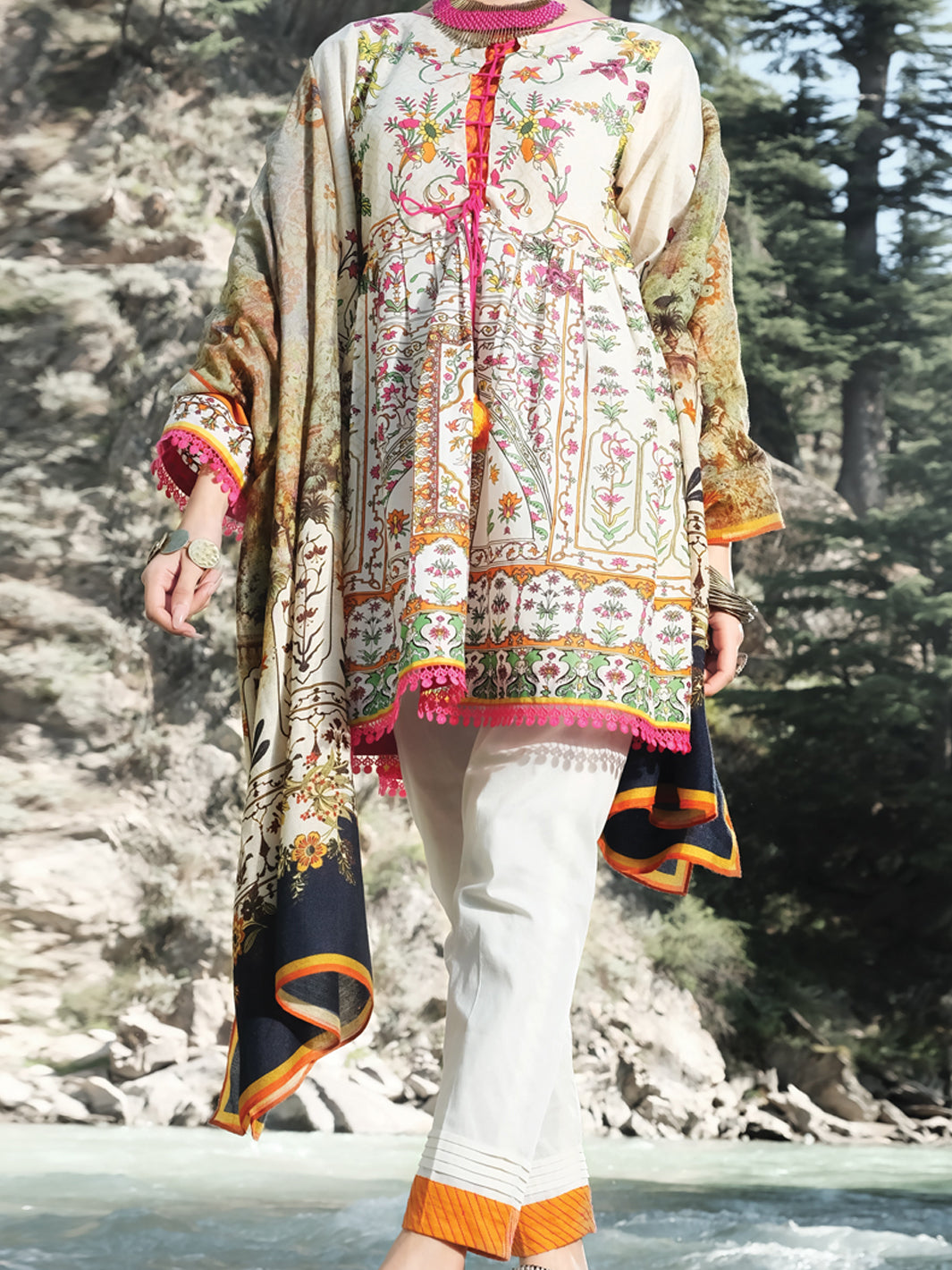 Natural Cambric 3Pc Unstitched - AWP-257