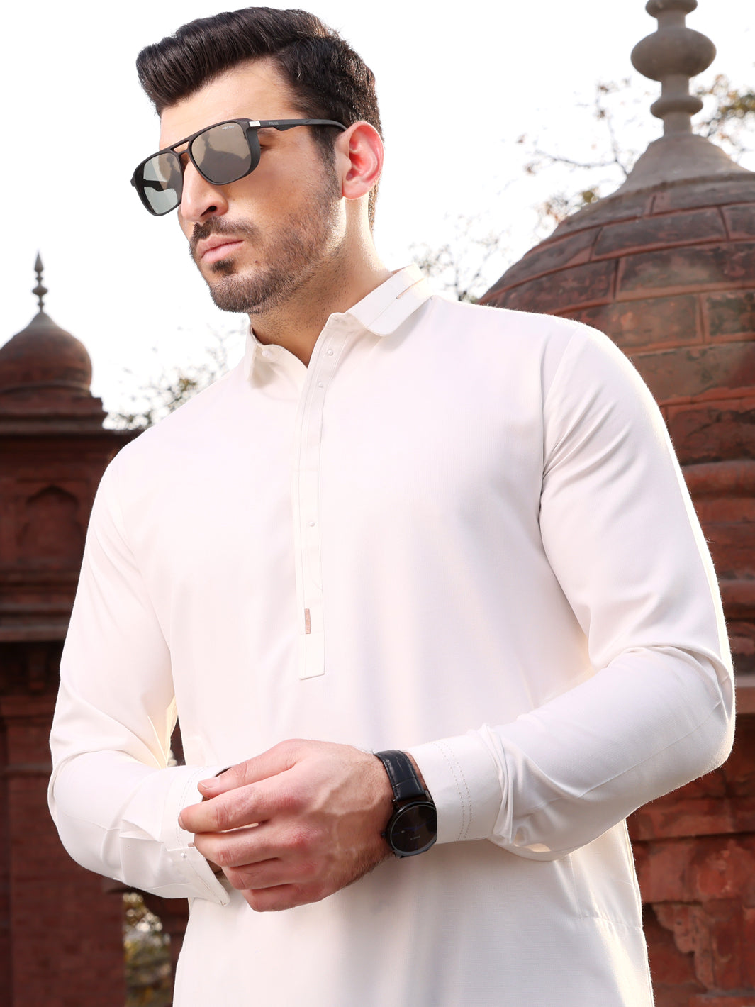 White Blended Kameez Shalwar - AL-KS-2596