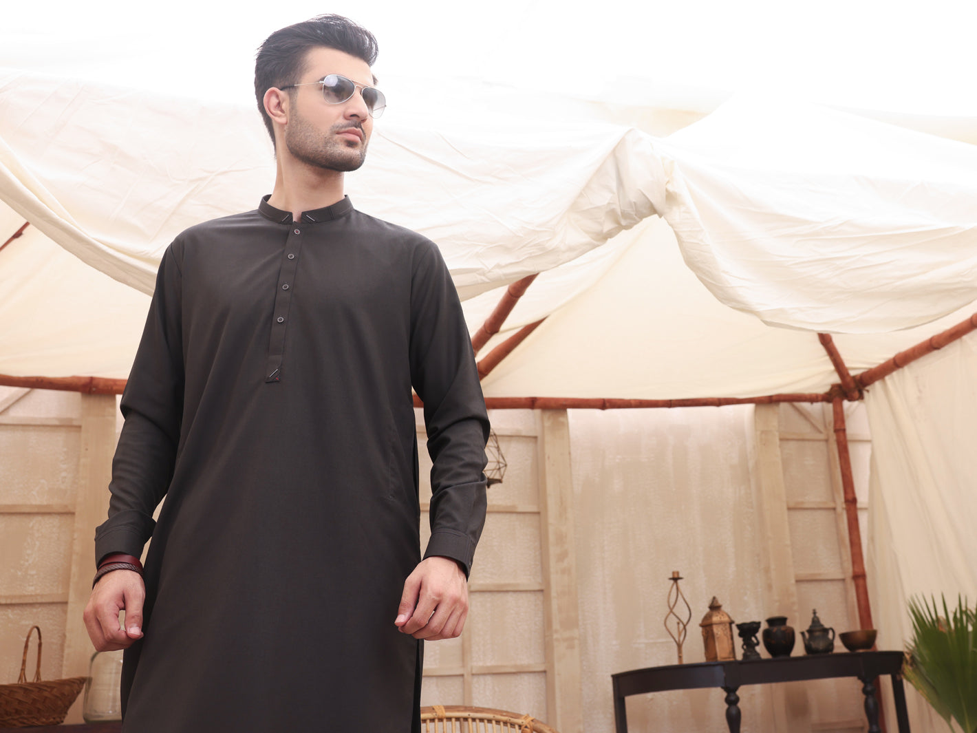 Charcoal Grey Kurta Shalwar - AL-KS-2613