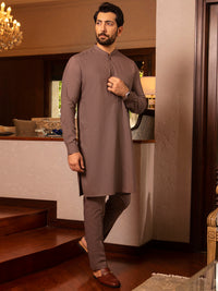 Light Brown Blended Kurta Trouser - AL-KT-2662