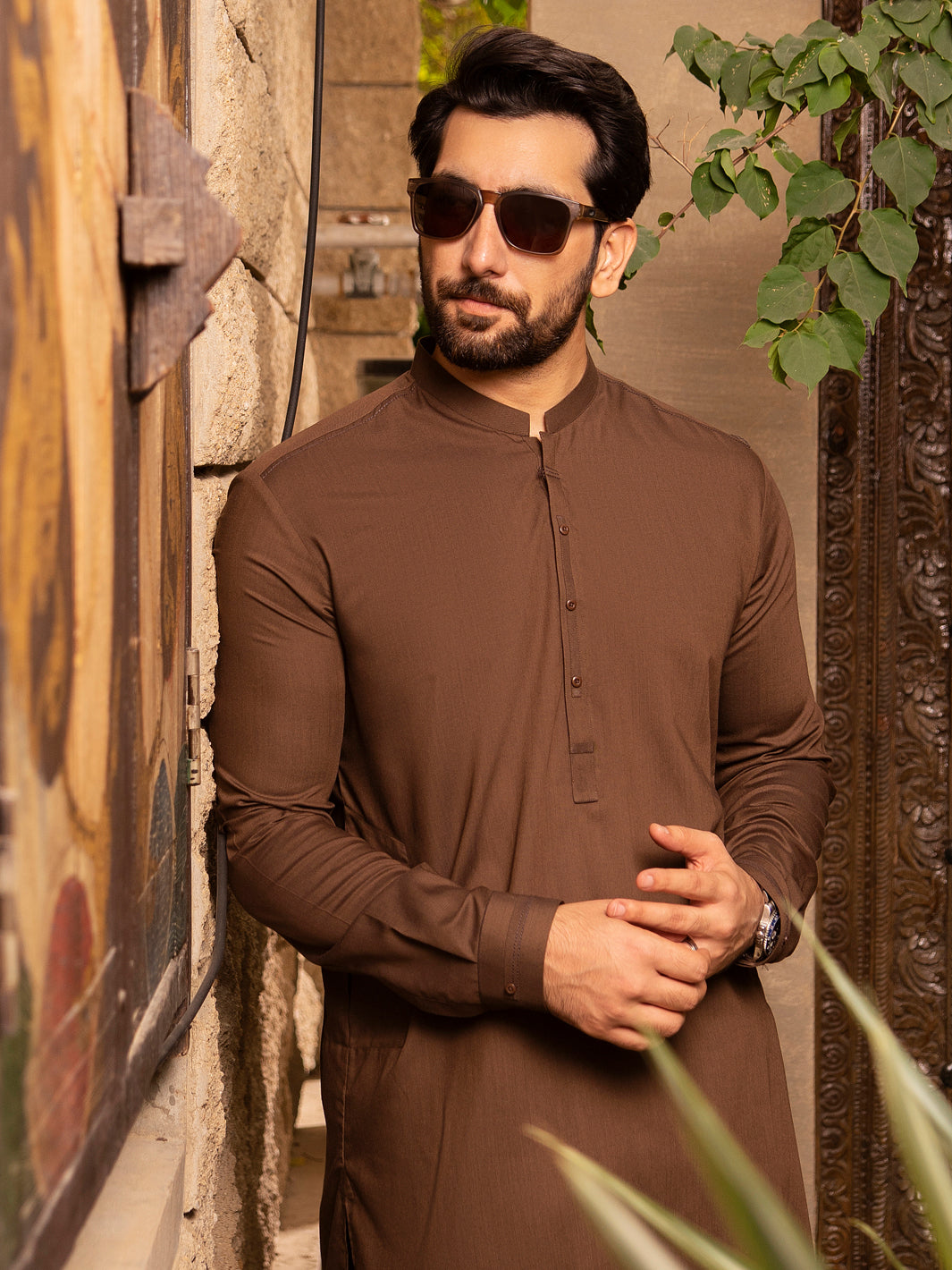 Brown Blended Kurta Trouser - AL-KT-2657