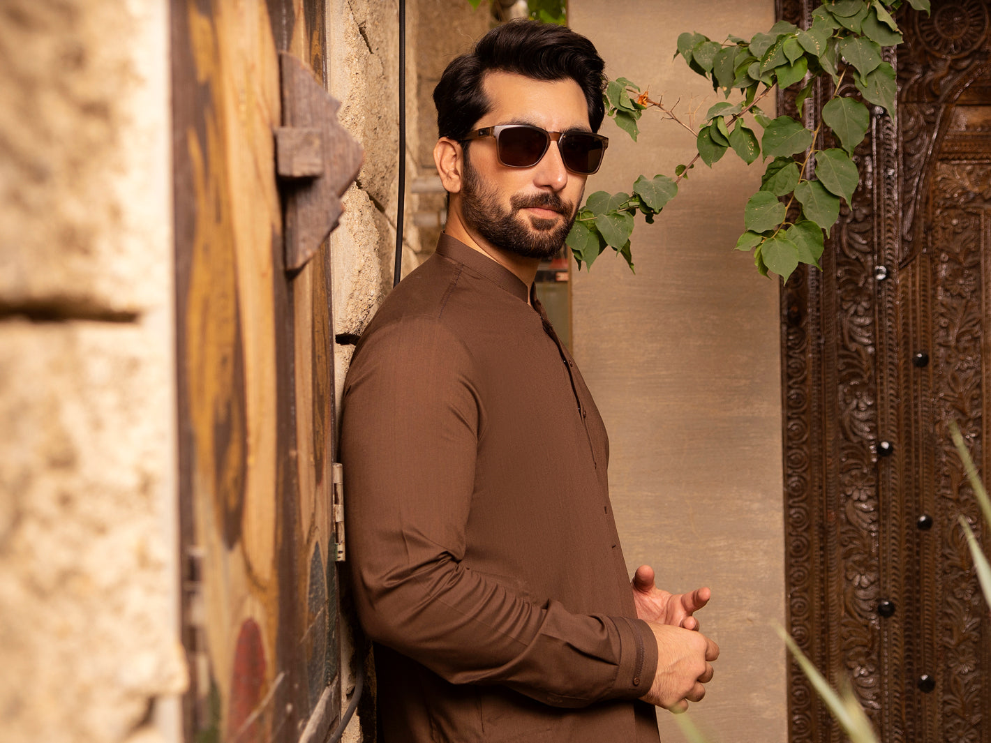 Brown Blended Kurta Trouser - AL-KT-2657