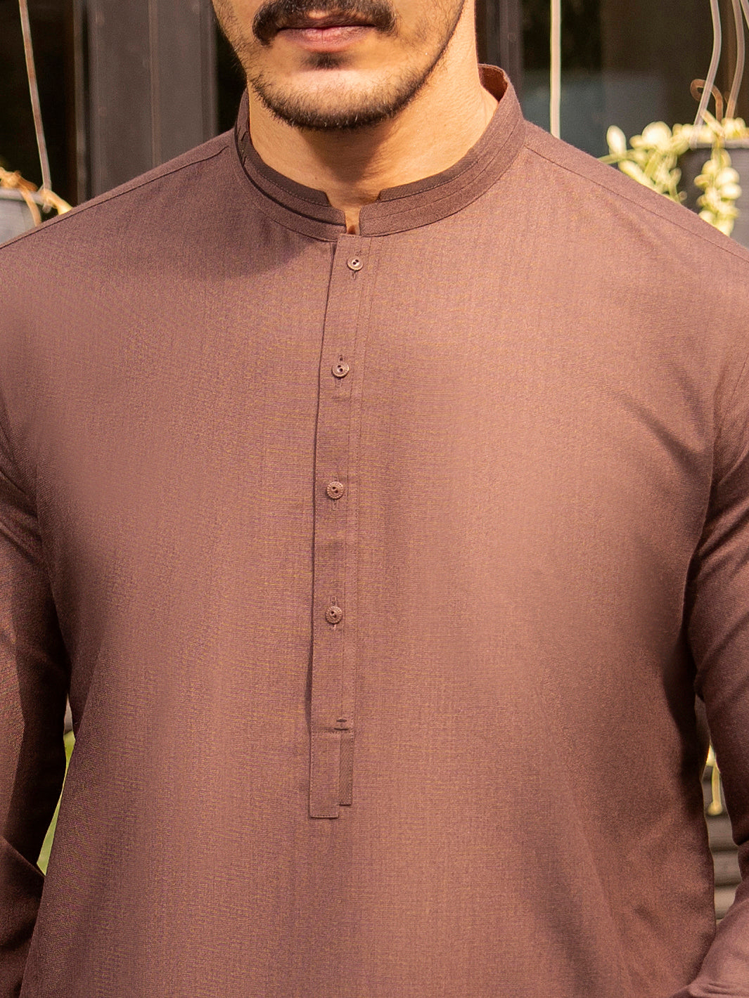 Brown Blended Kurta Shalwar - AL-KS-2669