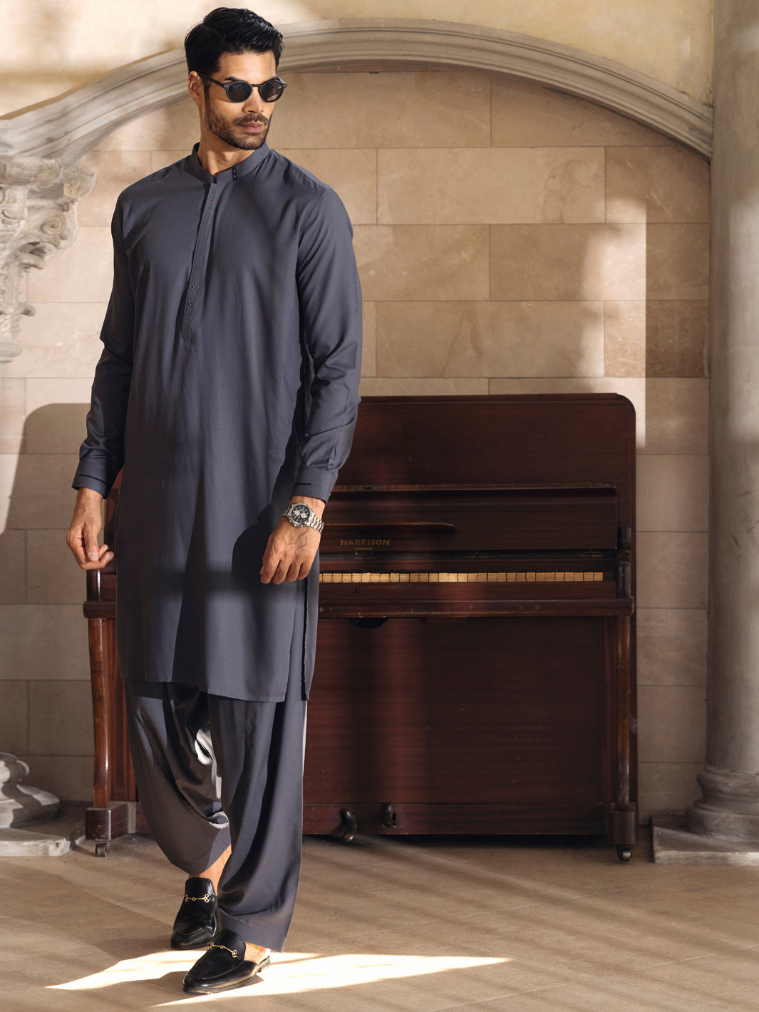 Grey Kameez Shalwar - AL-KS-2671