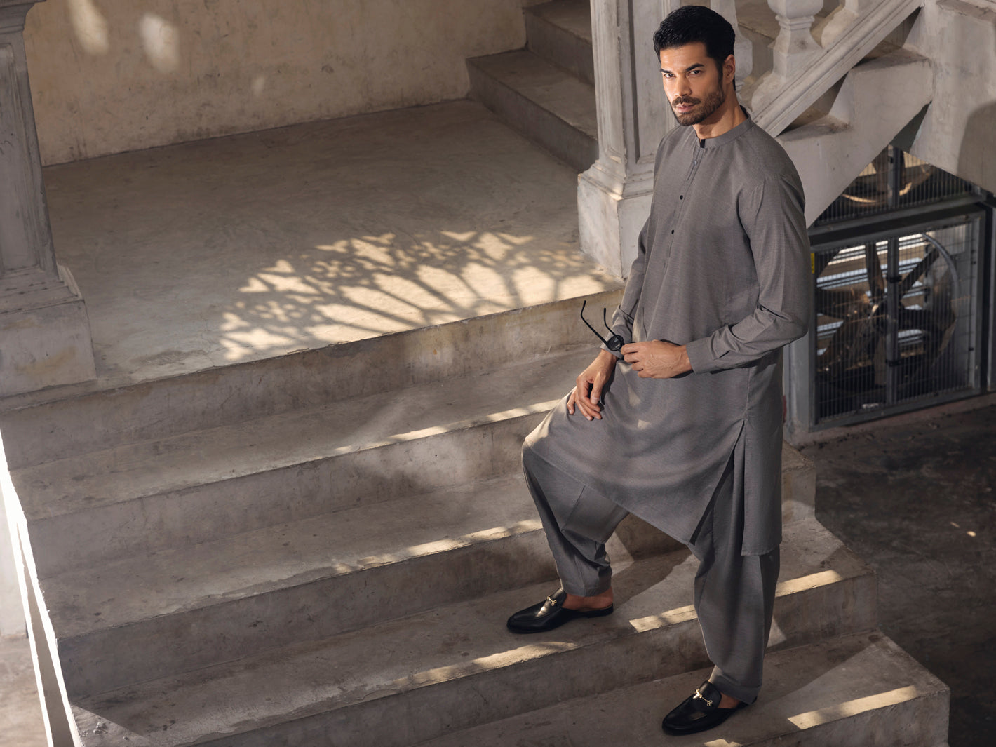 Grey Kameez Shalwar - AL-KS-2685