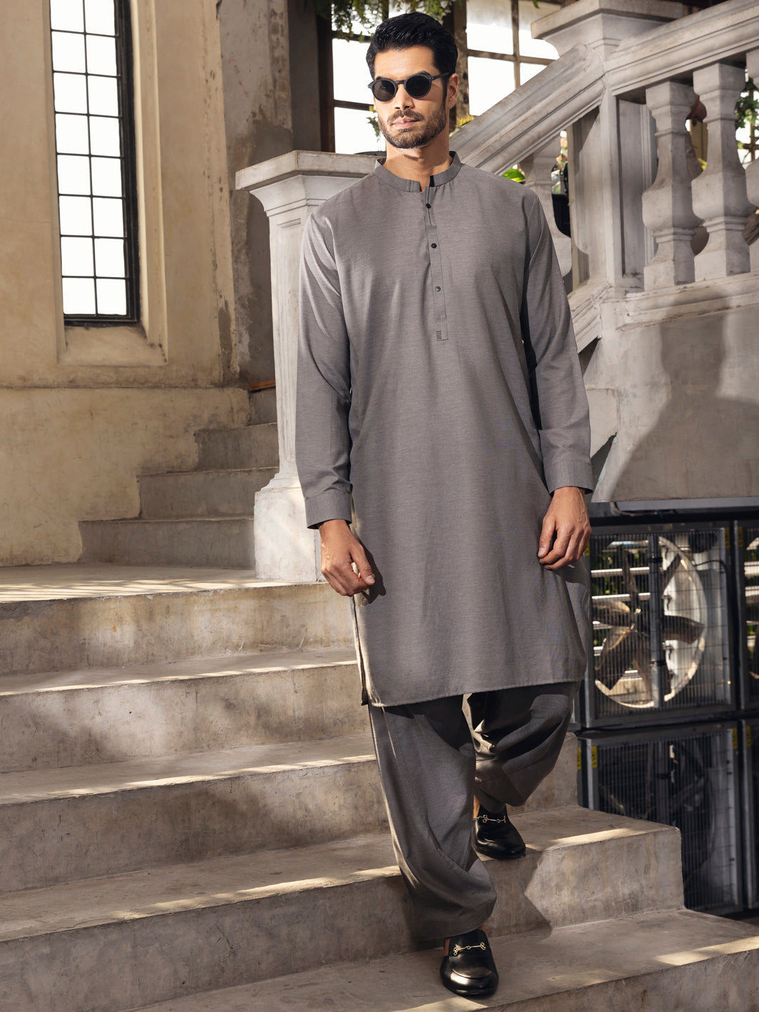 Grey Kameez Shalwar - AL-KS-2685