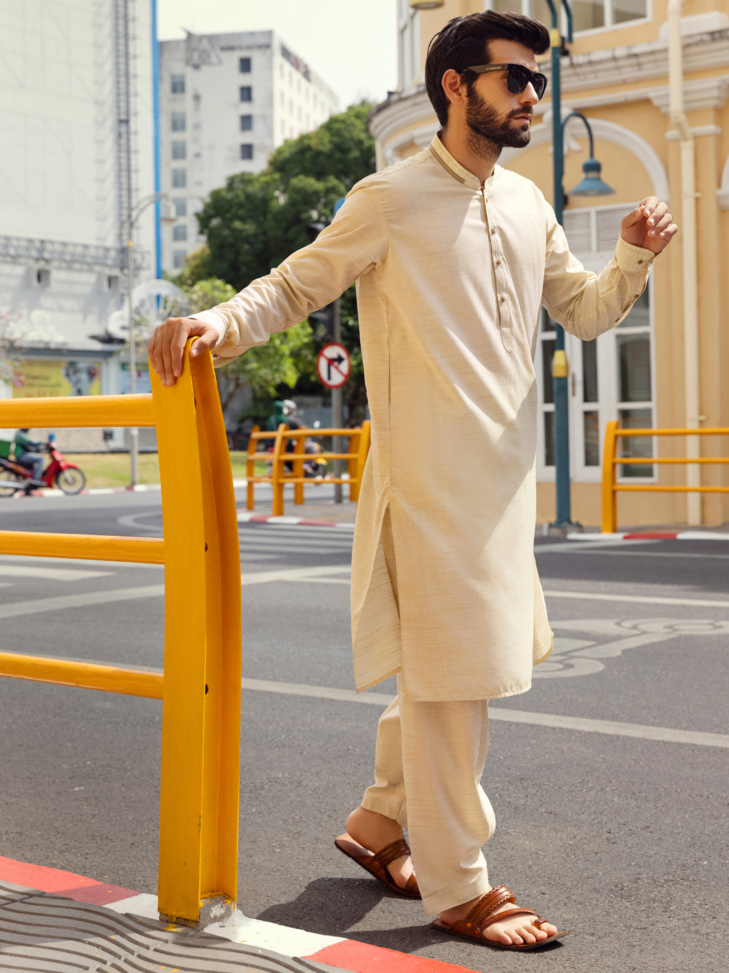 Cream Kurta Shalwar - AL-KS-2705