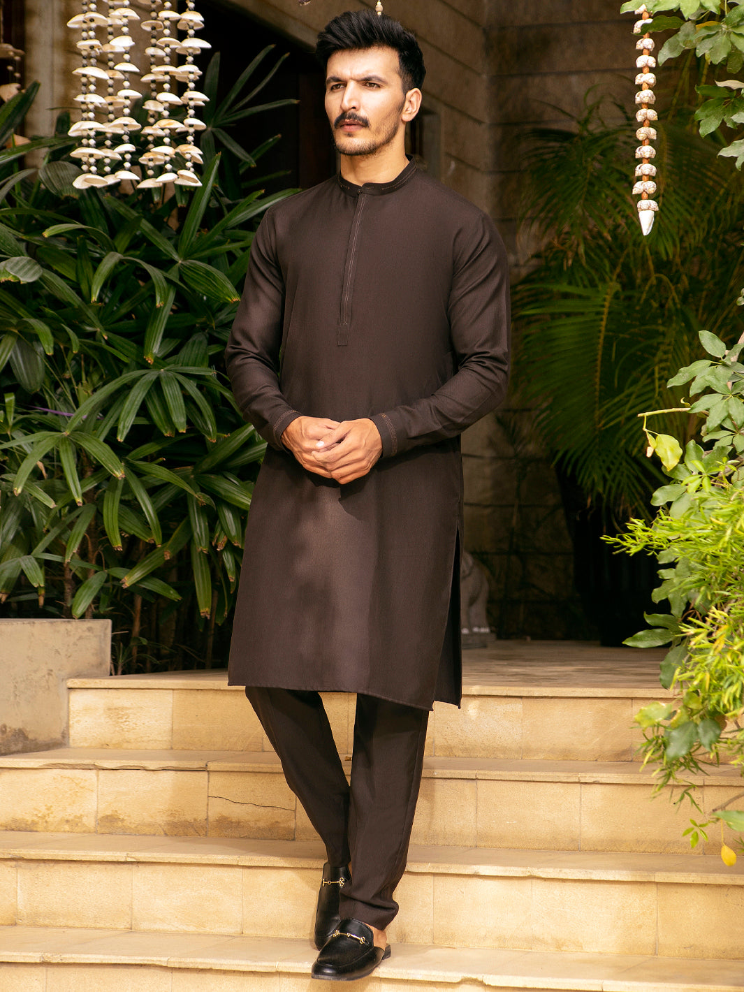 Dark Brown Blended Kurta Trouser - AL-KT-2706