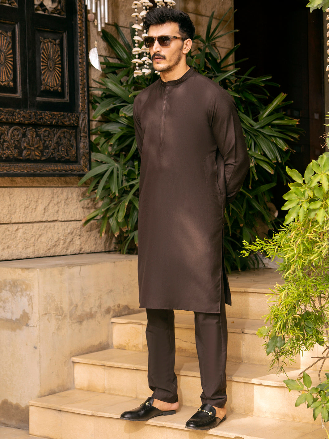 Dark Brown Blended Kurta Trouser - AL-KT-2706