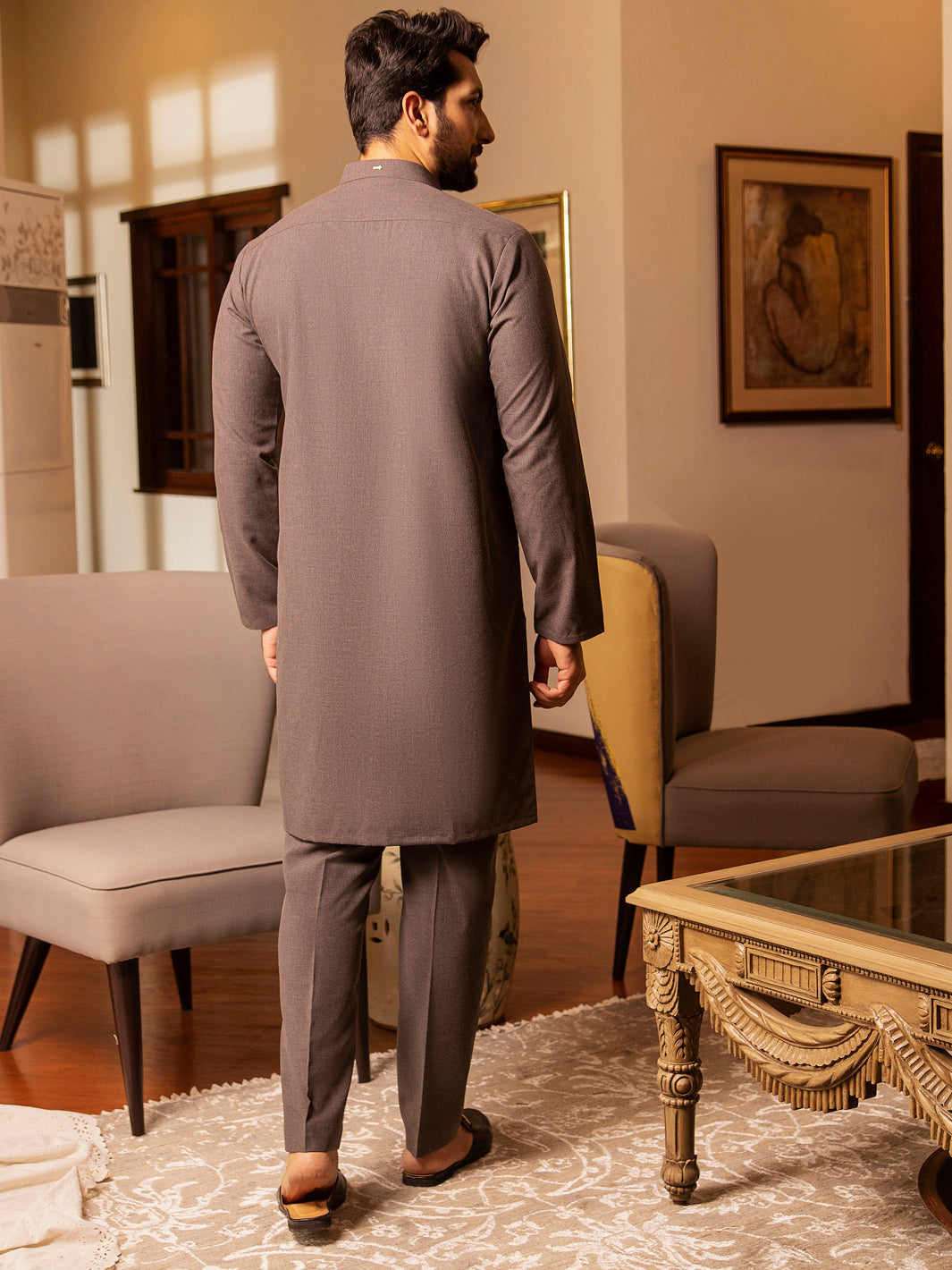 Grey Blended Kurta Trouser - AL-KT-2709