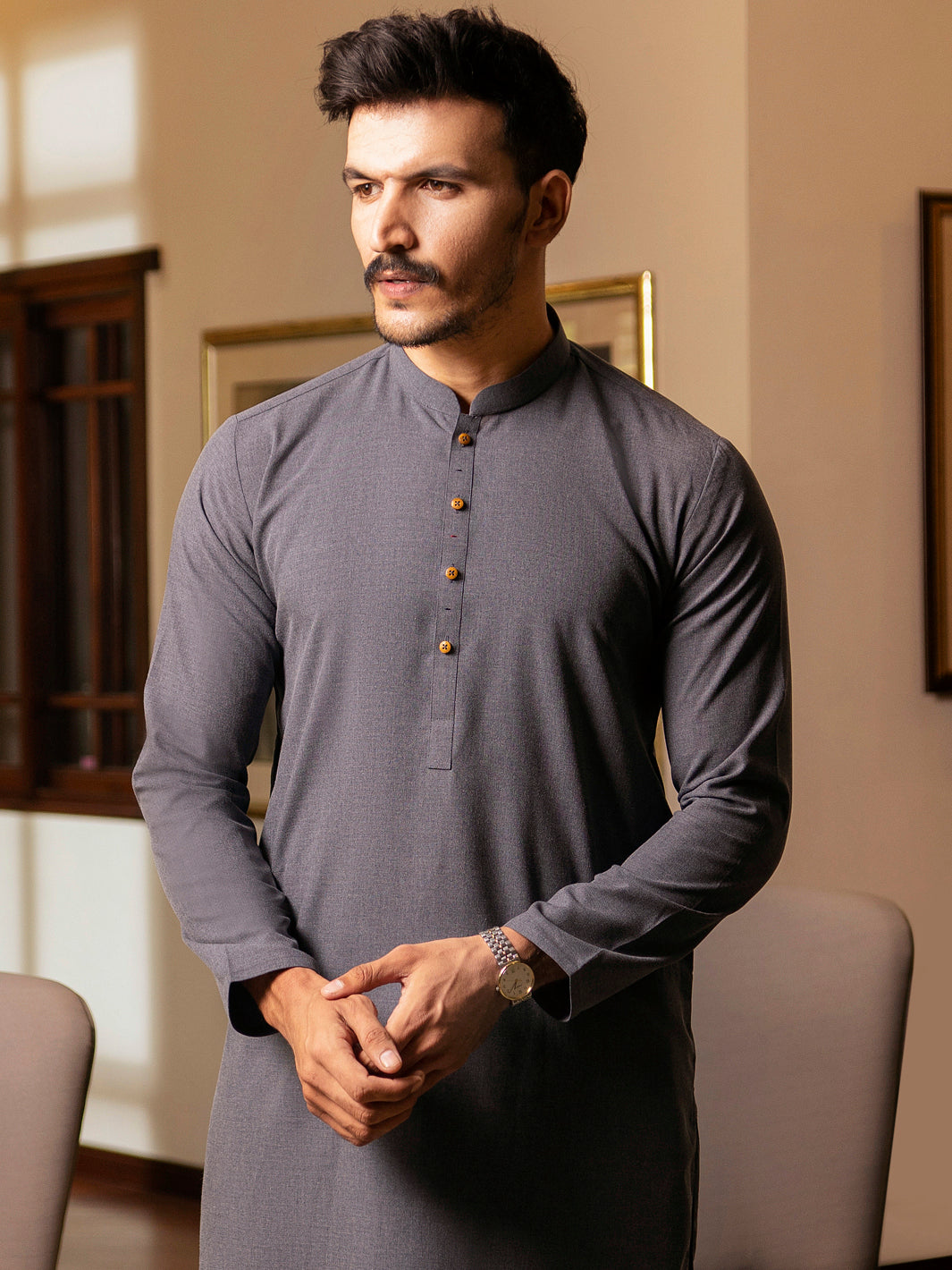 Grey Blended Kurta Trouser - AL-KT-2710