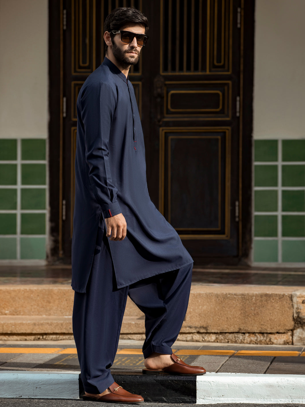 Navy Blue Kurta Shalwar - AL-KS-2727