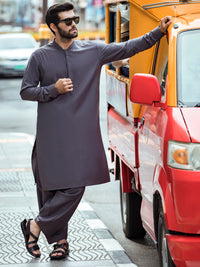 Grey Kurta Shalwar - AL-KS-2730