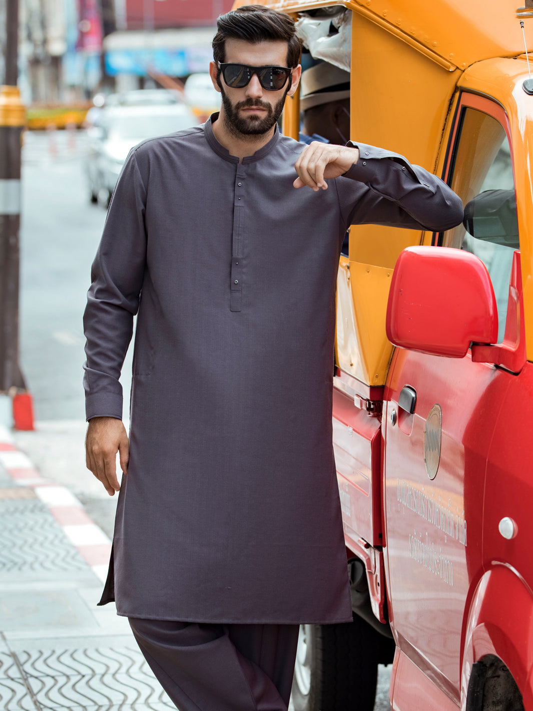 Grey Kurta Shalwar - AL-KS-2730