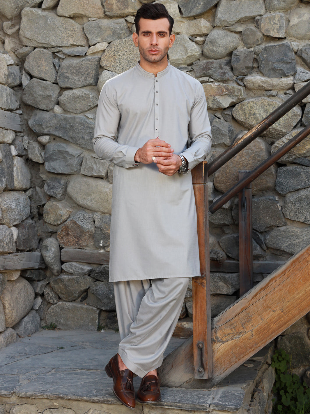 Light Grey Kameez Shalwar - AL-KS-2741