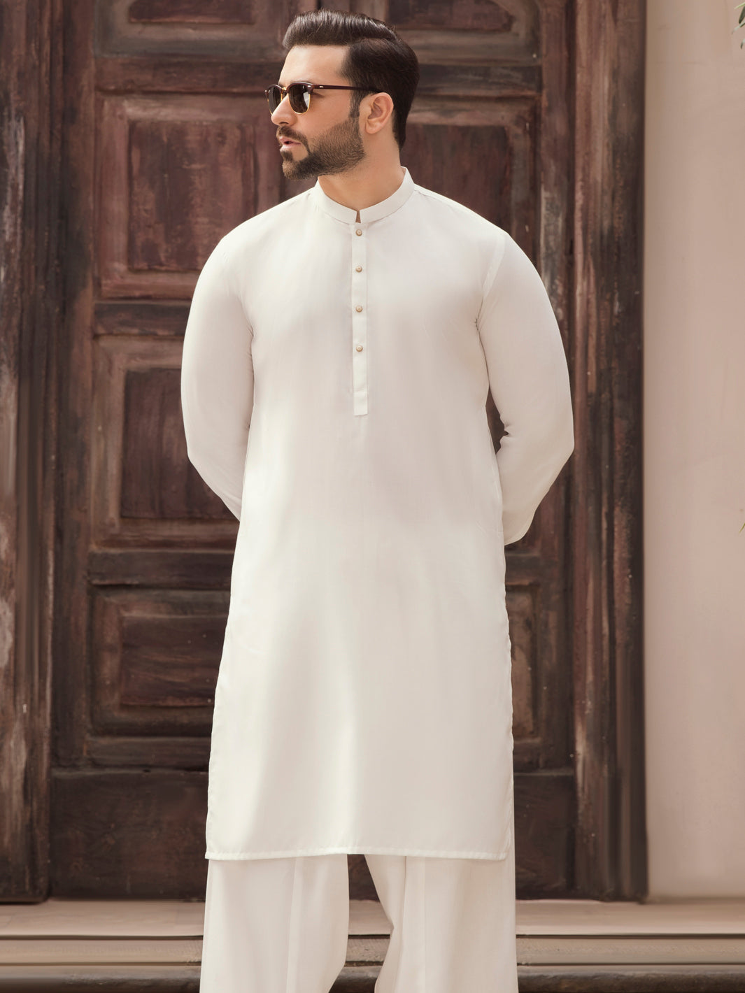 White Blended Kameez Shalwar -AL-KS-2755A