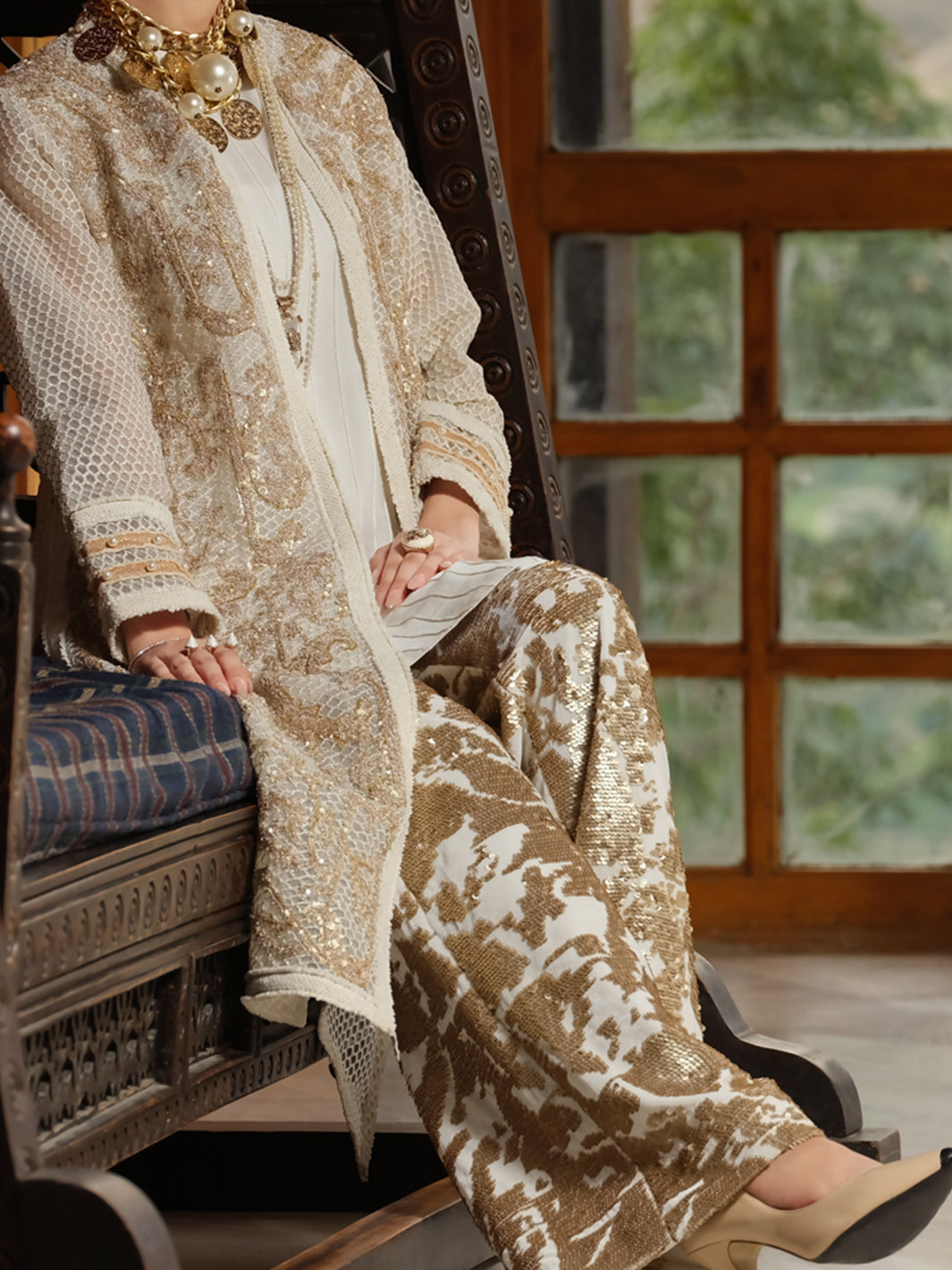 White Net 2Pc Formal Suit - LS-276