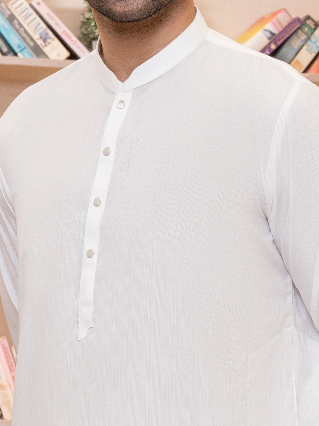 White Blended Kameez Shalwar - AL-KS-2767