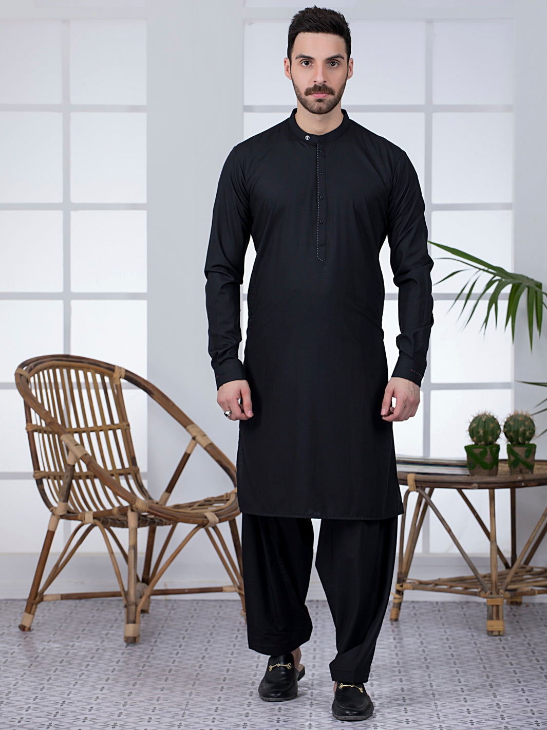 Black Blended Kameez Shalwar - AL-KS-2789