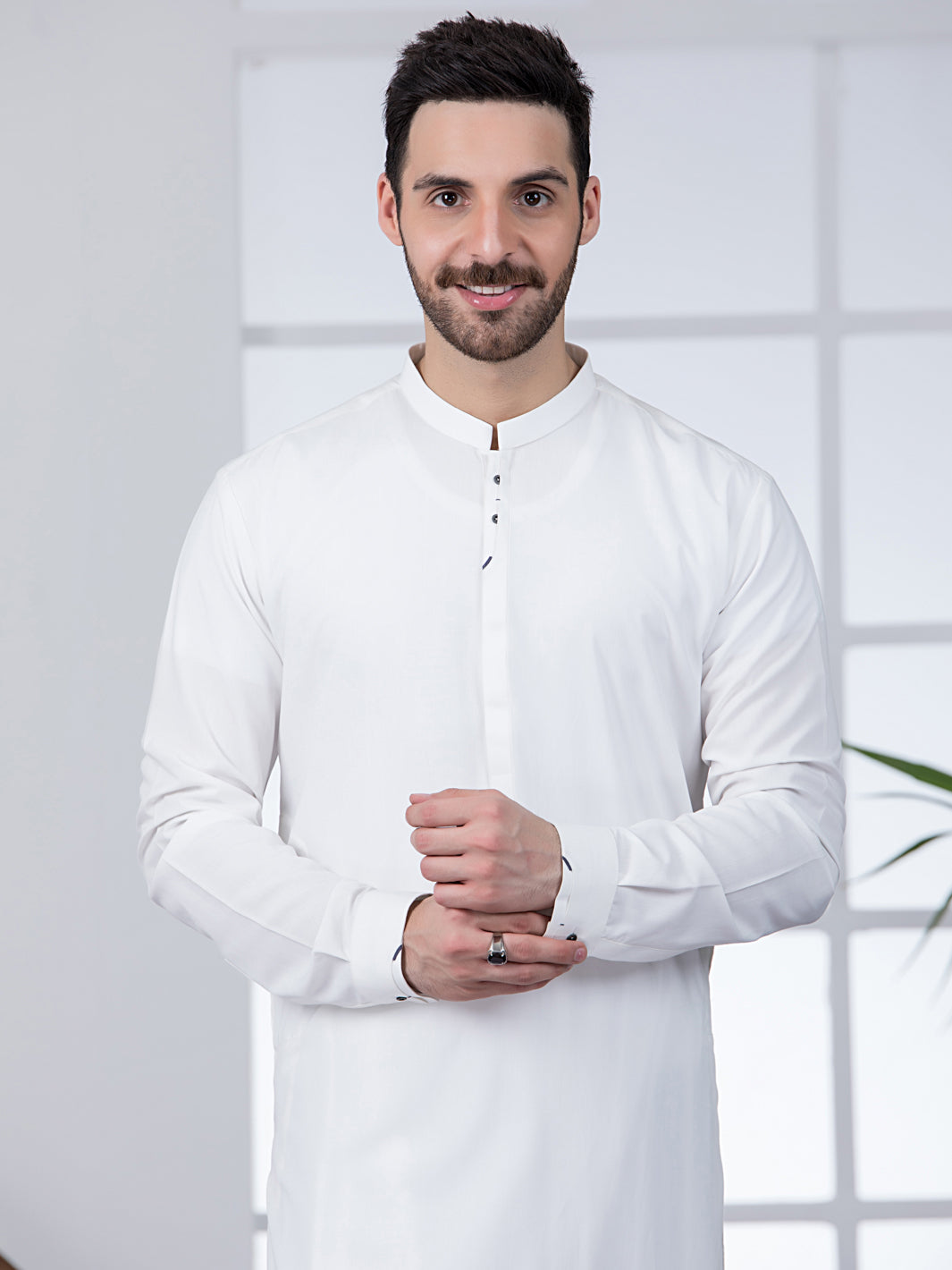White Blended Kameez Shalwar - AL-KS-2806
