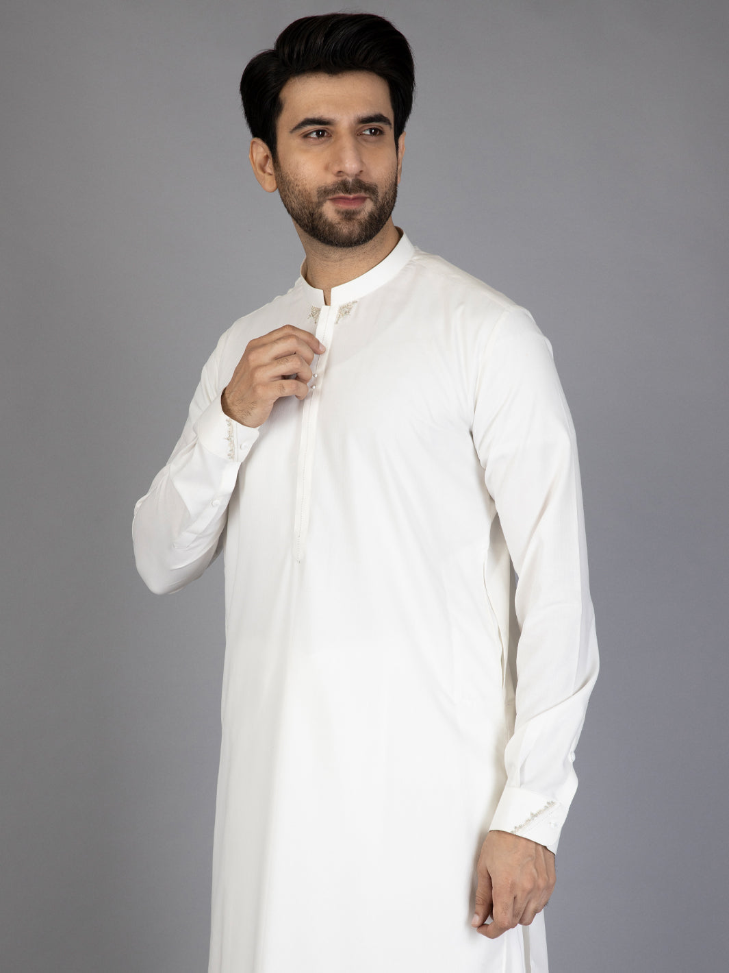 Off White Blended Kameez Shalwar - AL-KS-2816