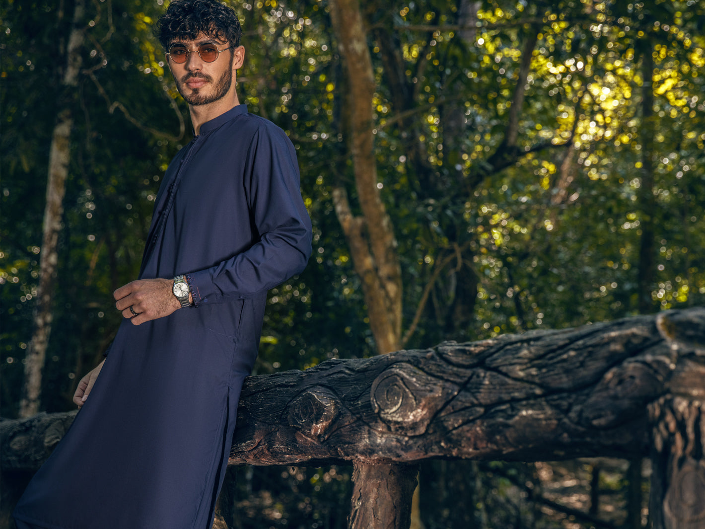 Dark Blue Blended Kameez Shalwar - AL-KS-2821