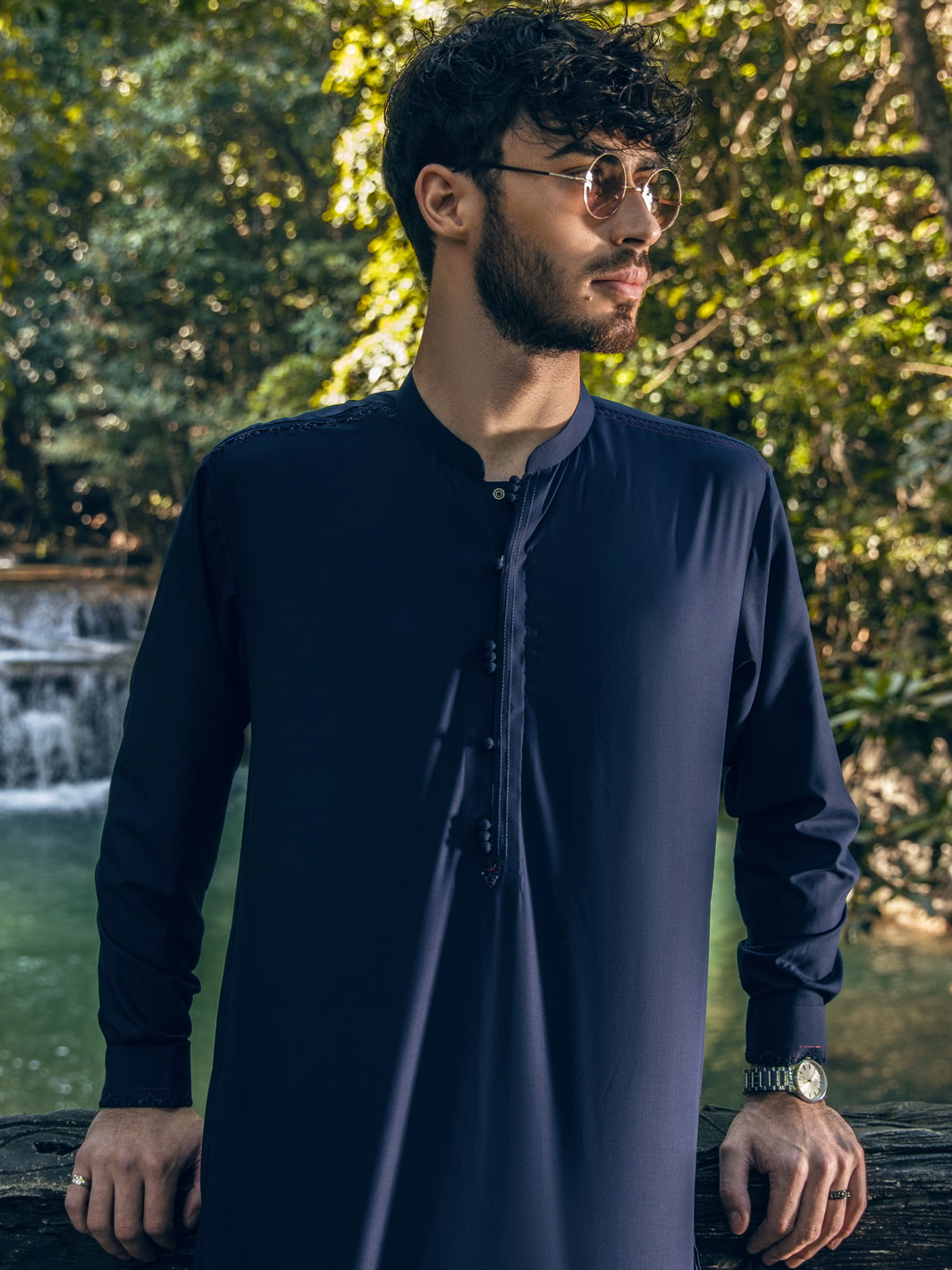 Dark Blue Blended Kameez Shalwar - AL-KS-2821