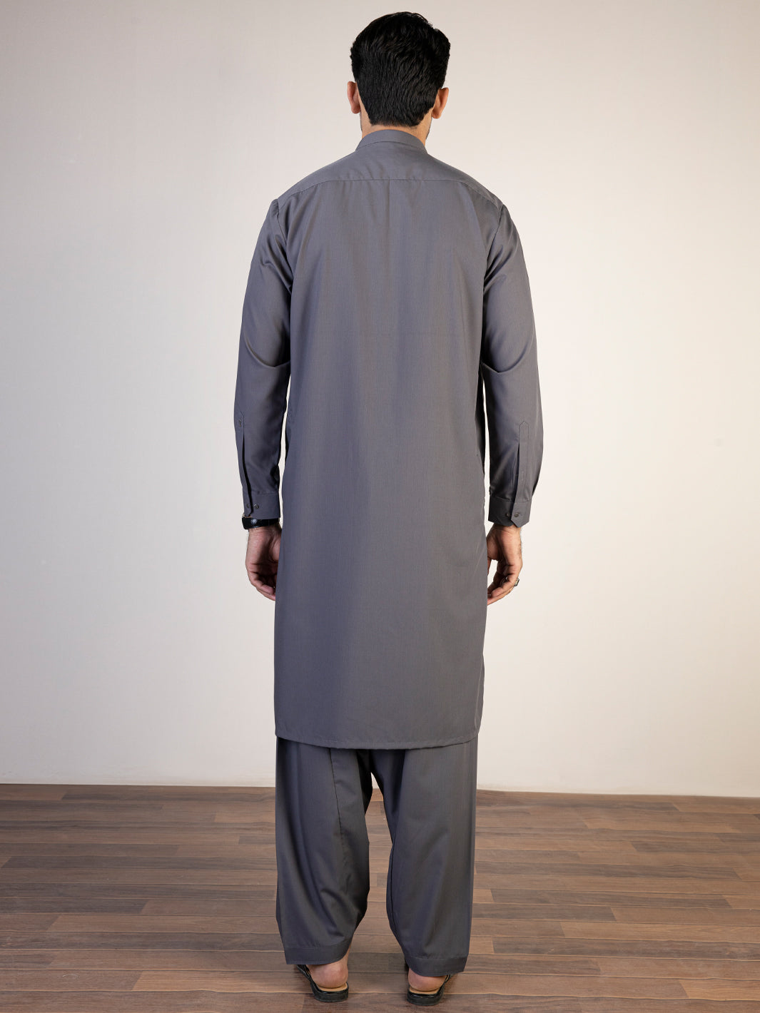 Dark Grey Blended Kameez Shalwar - AL-KS-2840A