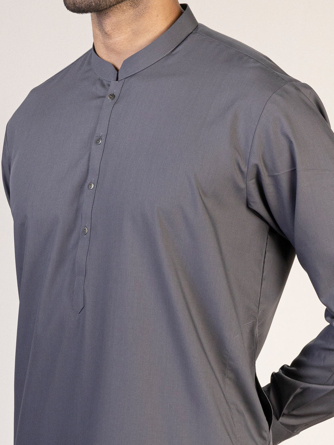 Dark Grey Blended Kameez Shalwar - AL-KS-2840A