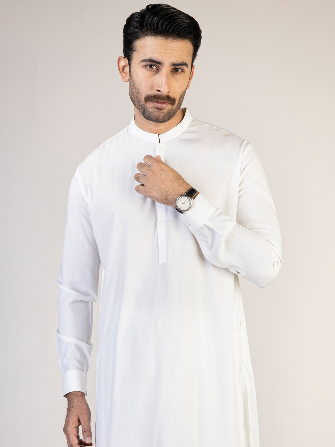 White Blended Kameez Shalwar - AL-KS-2824