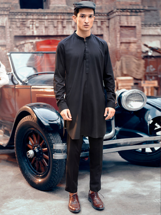 Black Blended Kurta Trouser - AL-KT-2831