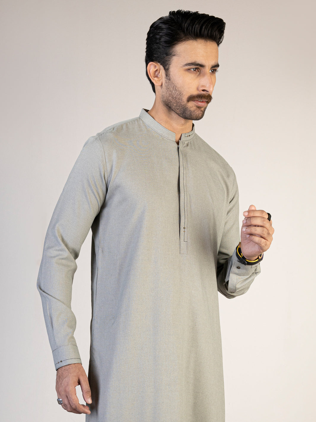 Light Green Blended Kameez Shalwar - AL-KS-2854
