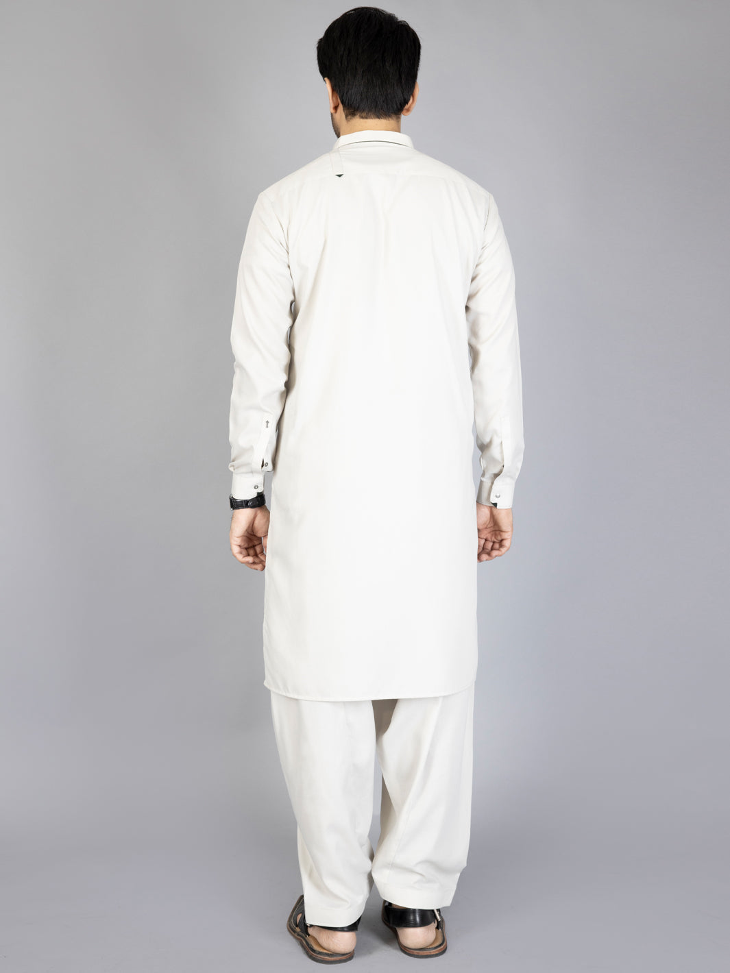 Light Grey Blended Kameez Shalwar - AL-KS-2864
