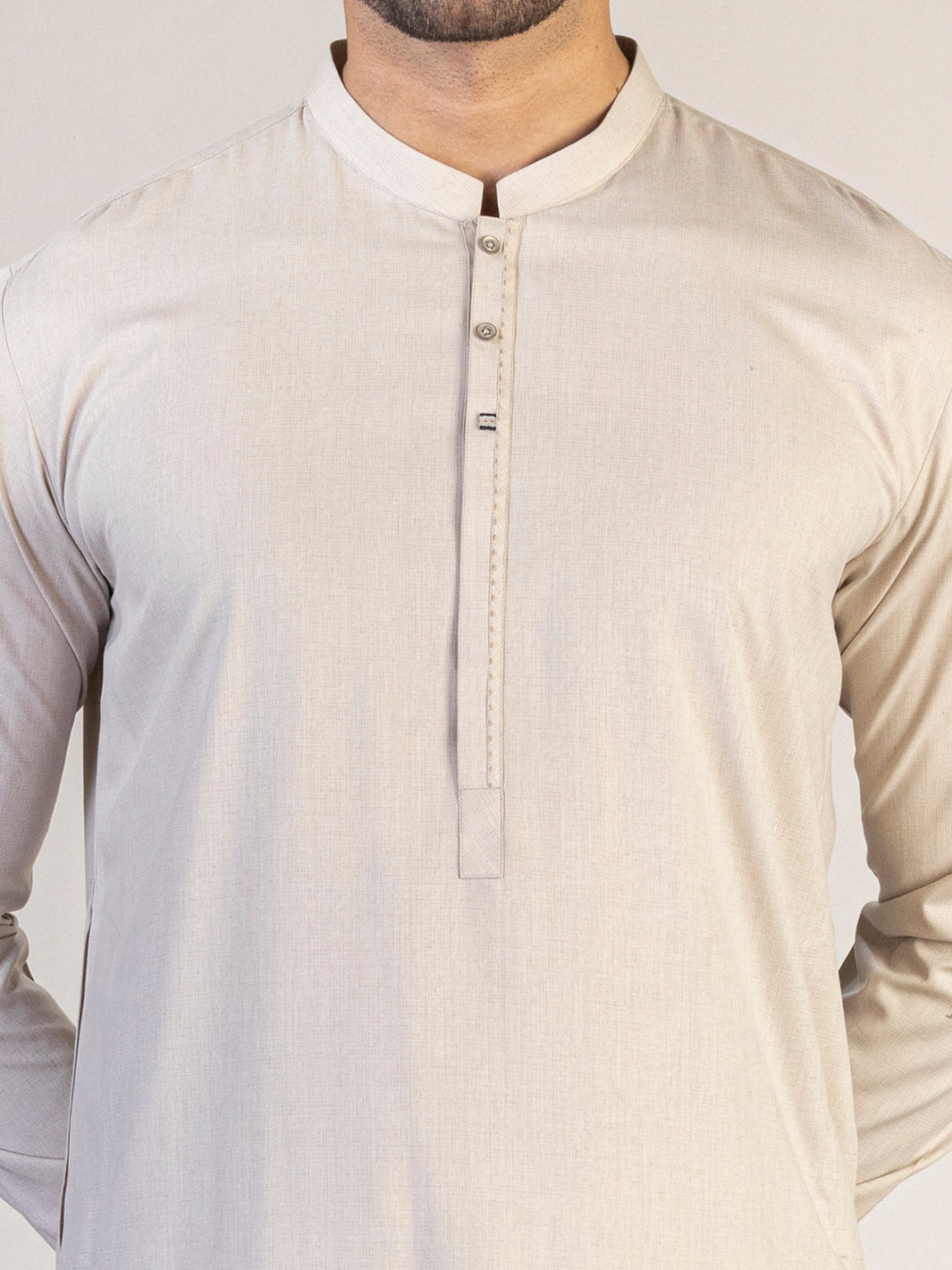 Light Beige Blended Kameez Shalwar - AL-KS-2874