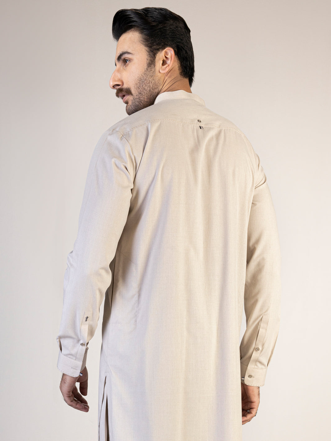 Light Beige Blended Kameez Shalwar - AL-KS-2874