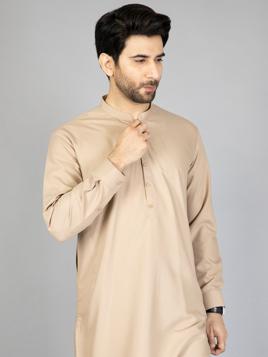Beige Blended Kurta Trouser - AL-KT-2875