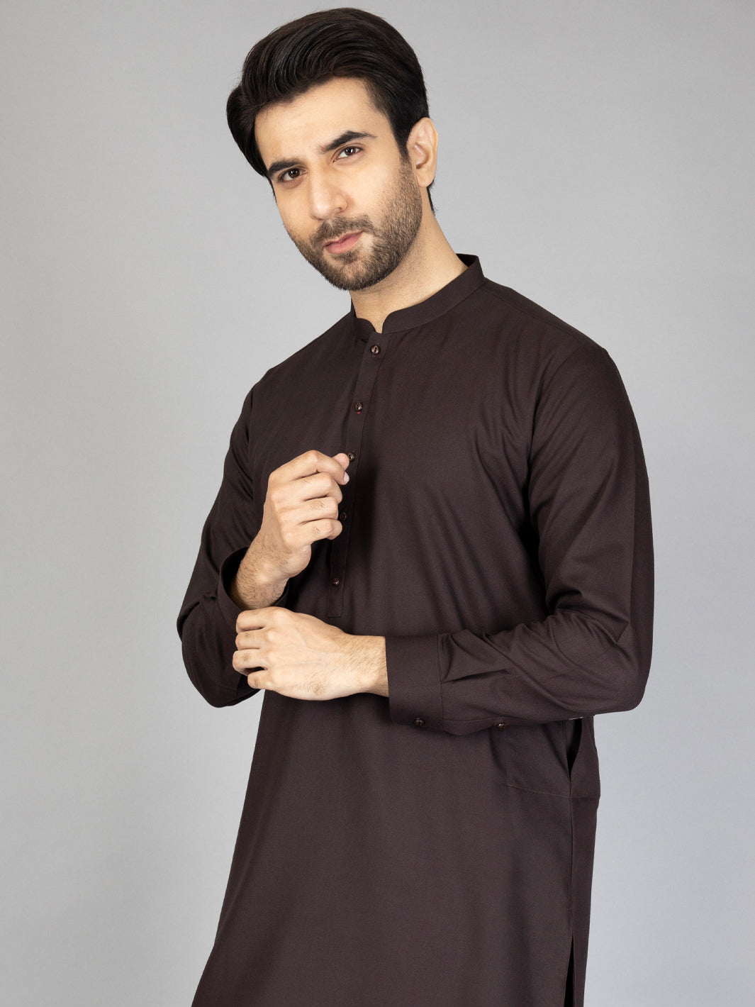 Dark Brown Blended Kurta Trouser - AL-KT-2878