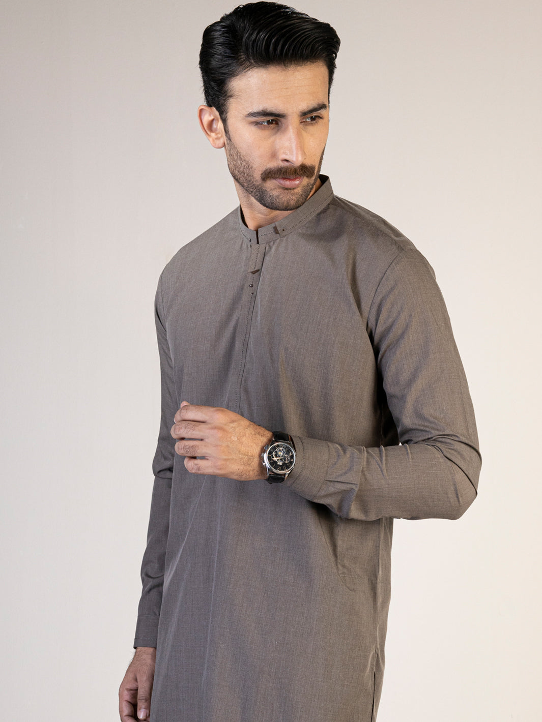 Brown Blended Kameez Shalwar - AL-KS-2882