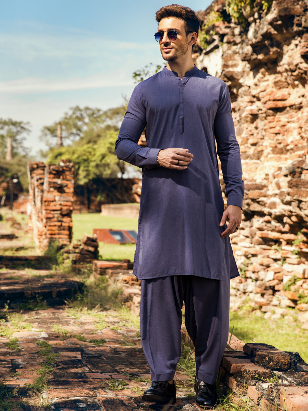 Blue Blended Kameez Shalwar - AL-KS-2883