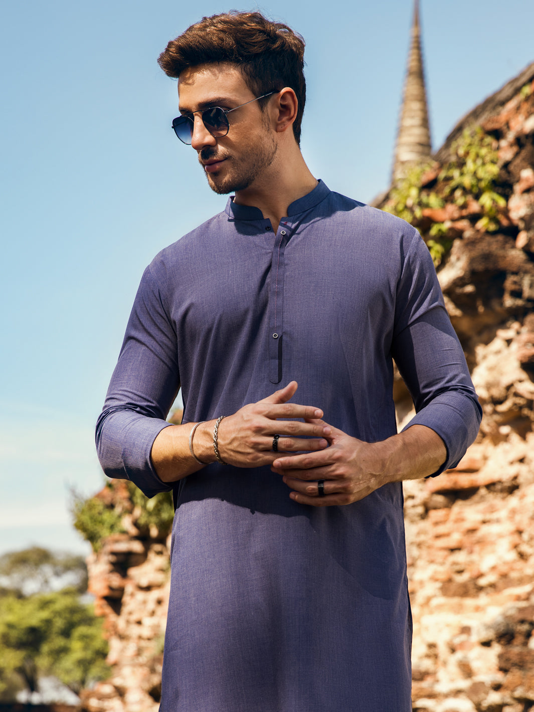 Blue Blended Kameez Shalwar - AL-KS-2883