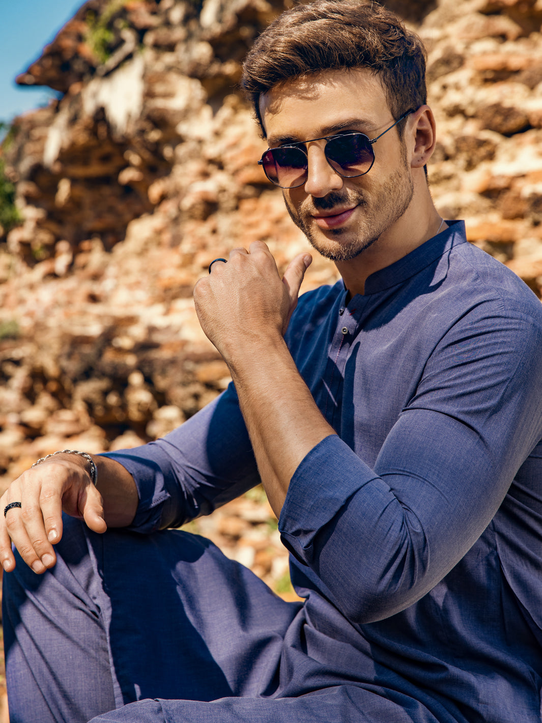 Blue Blended Kameez Shalwar - AL-KS-2883